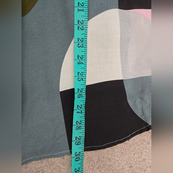 FOIL Blue Merino Wool Blend Sweater with Chiffon Pastel Multicolor Back. Medium - Picture 6 of 9